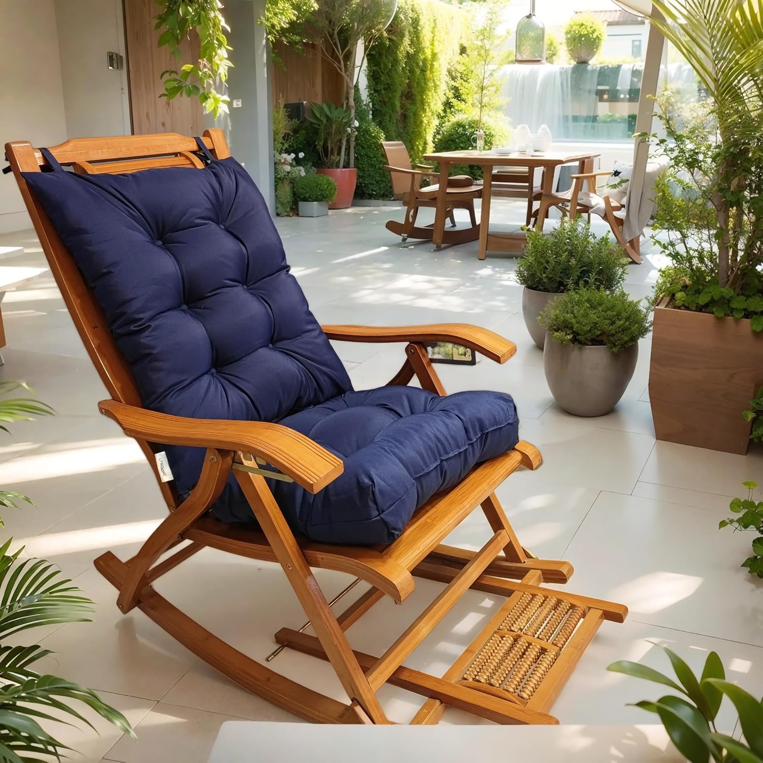 LFNOONE Rocking Chair Cushions Set of 2 Waterproof,Navy