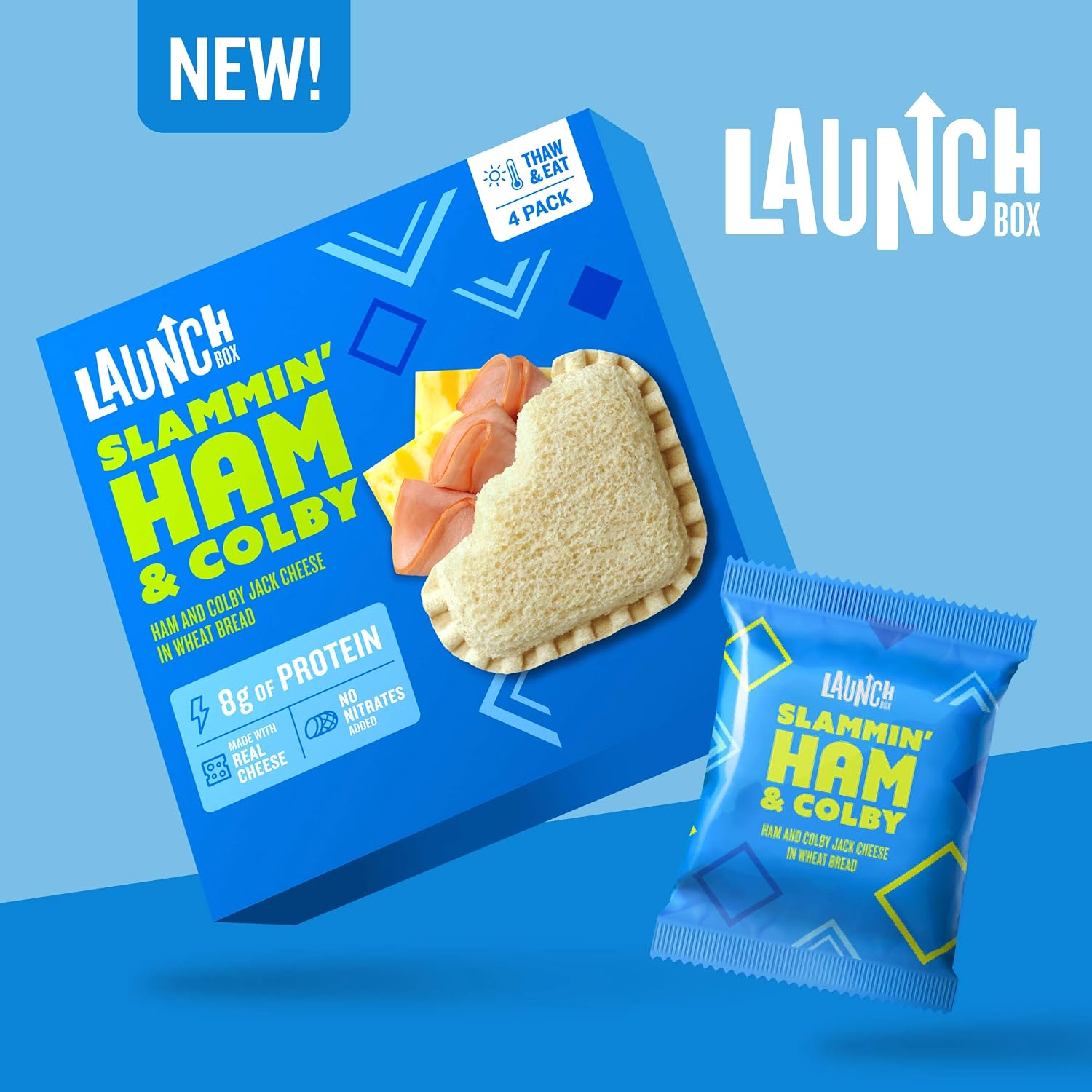 Launch Box Slammin' Frozen Ham & Colby Jack Sandwich (4 Count)