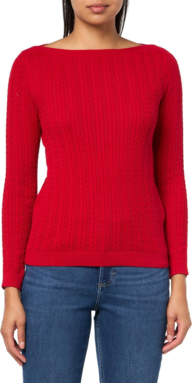 Nautica Womens Long Sleeve Cable Boatneck Sweater