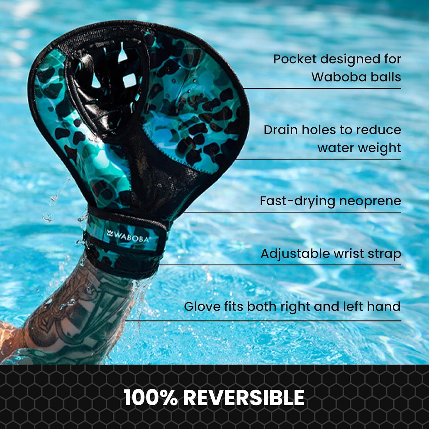 Waboba Catch Water Glove Pro Water Bouncing Ball Set - for Beach Games & Swimming Pool Toys – Baseball Style Mitt for Catching Water Balls – One Size Ambidextrous Design