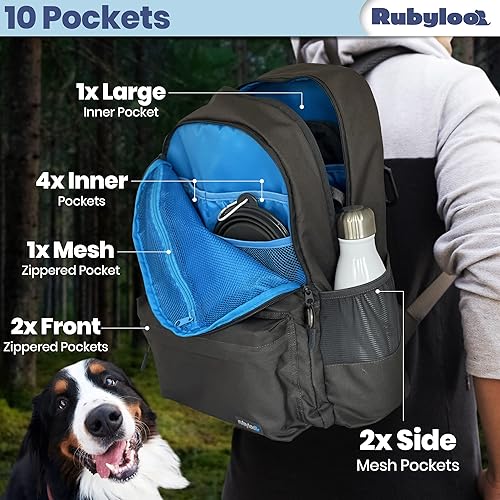 Miniatura 4 de The Original Doggy Bag Mochila para suministros para perros con 2 cuencos plegables para perros, bolsa de golosinas, contenedor de viaje forrado