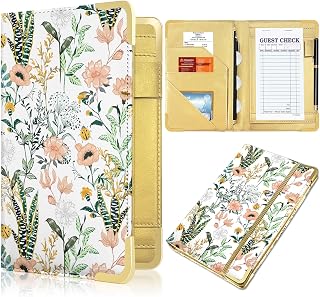 Server Book, Painted Server Waitress Book with Money Pocket | Durable Leather Waitess Book with Zipper Pocket,Server Manual Checkbook Fits Server Apron