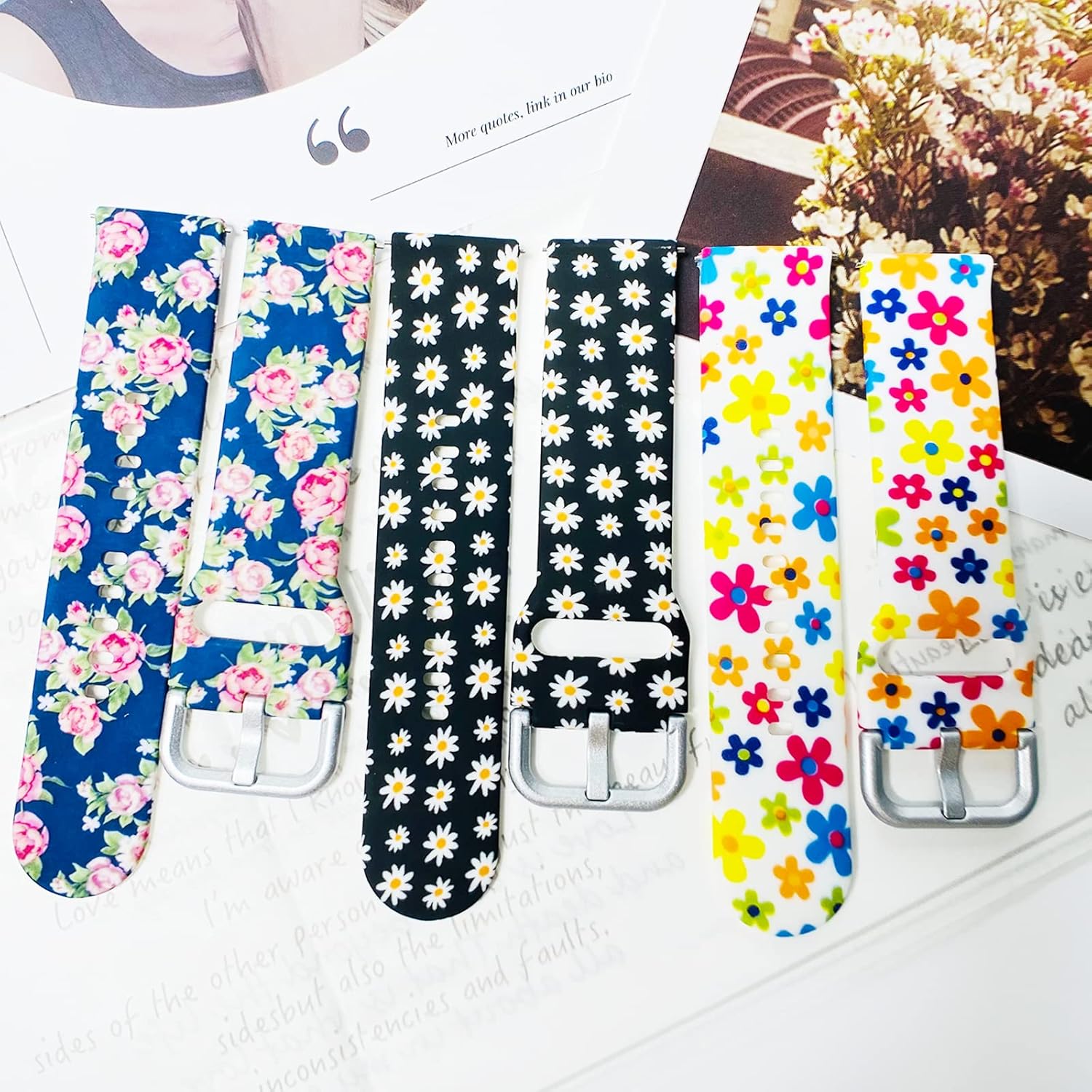 6-Pack Replacement Bands Compatible with 3Plus Vibe Plus Smartwatch - Stylish Floral Pattern, Waterproof, Breathable & Comfortable Strap for Women, Adjustable Wristband for 3Plus Vibe Plus/Vibe+