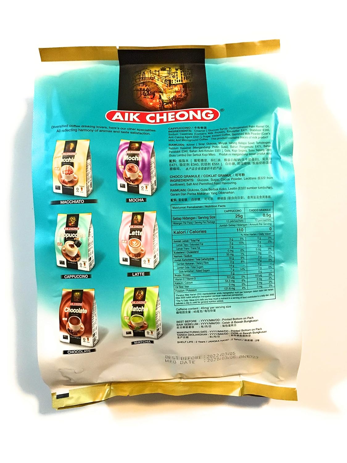 Aik Cheong Cappuccino (12 Sachetsx25g)