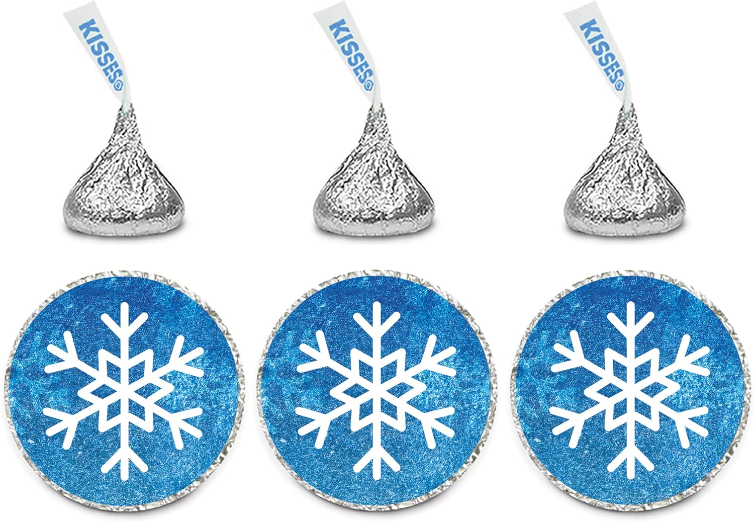 Andaz Press Chocolate Drop Labels Stickers, Birthday, Frozen Snowflake, 216-Pack, for Kisses Party Favors, Gifts, Decorations