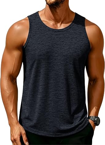 MAGCOMSEN Mens Tank Tops Quick Dry Workout Sleeveless Gym Muscle Shirts Athletic Bodybuilding Tee Shirt