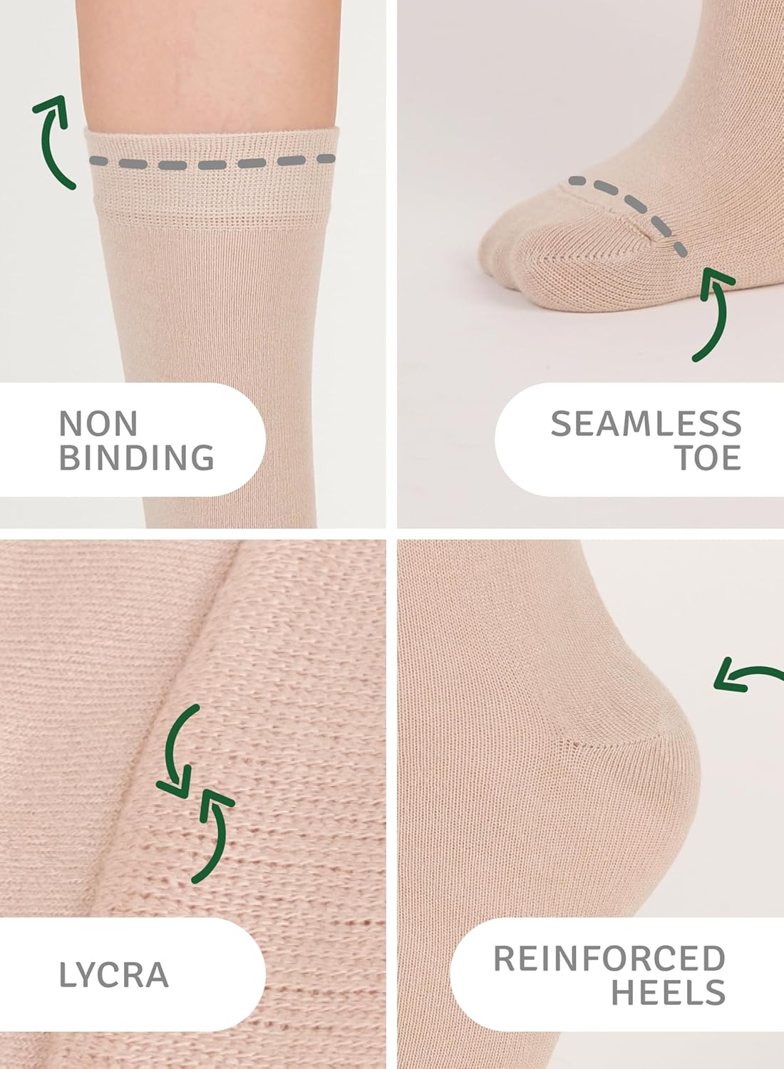 Women's Bamboo Dress Socks, Crew for Business Trouser Casual, Soft, Thin & Seamless, Size 6-9/9-12 (3, 4 or 5 Pairs) - Image 3