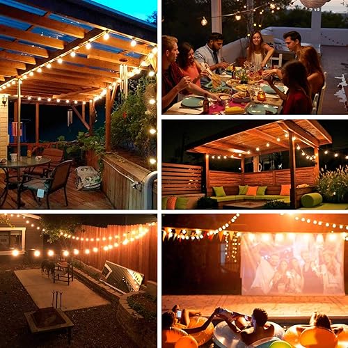 Miniatura 5 de Muasdae Tira de luces para patio al aire libre de 18 pies, con certificación UL, con 10+1 bombillas LED G40 de plástico transparente, decoración