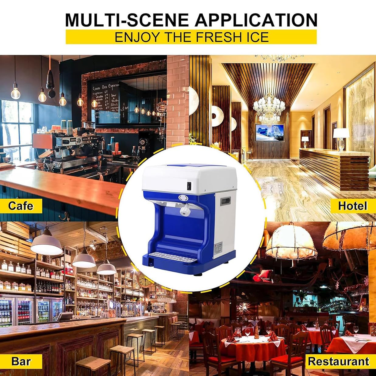 Machine à Glace Pilée électrique 250 W, Machine à Glace Pilée Professionnelle, Grande Capacité De 2L, Avec Interrupteur De Sécurité, Pour Cafés, Salons De Thé, Hôtels
