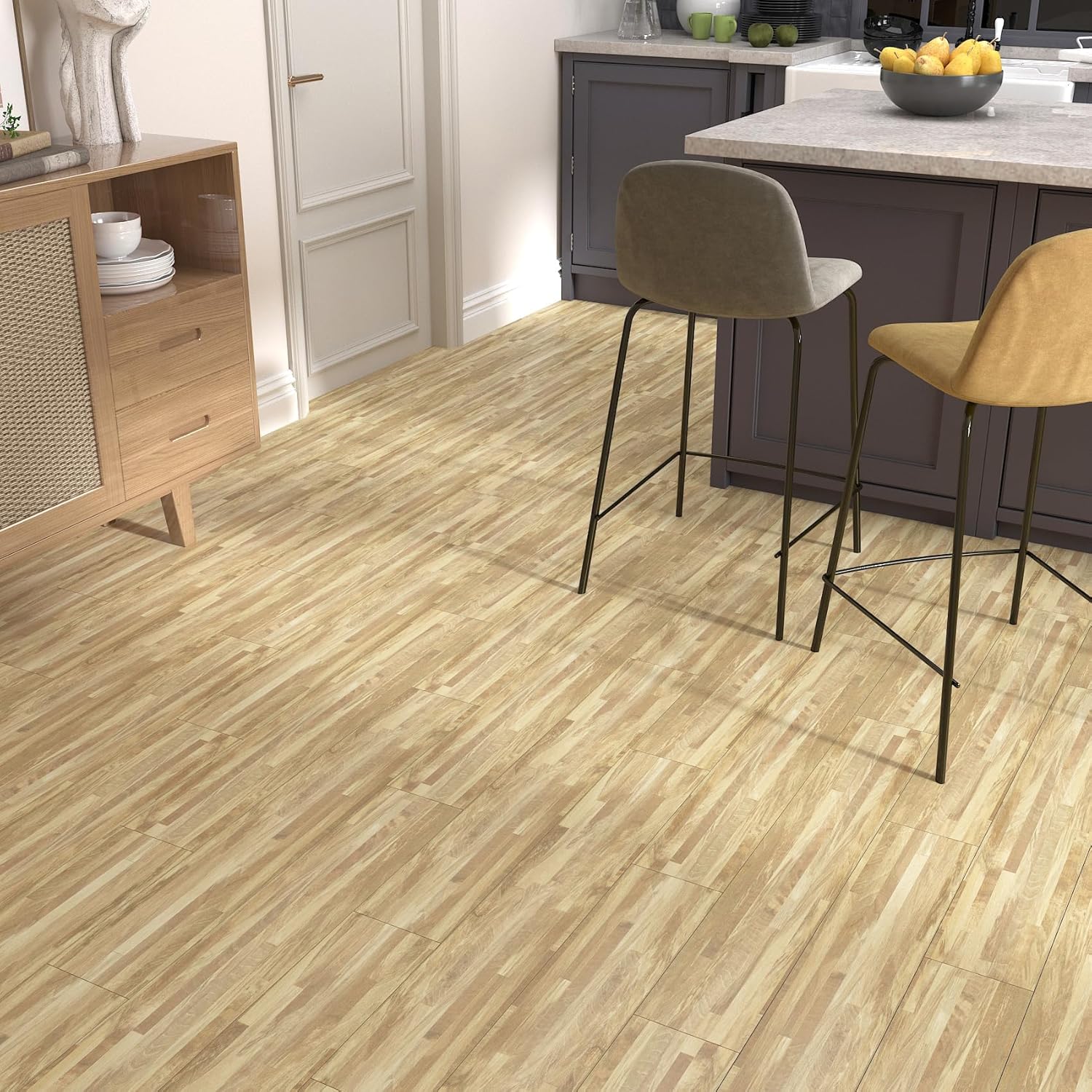 Decotalk Wood Flooring Planks Peel and Stick Wood Flooring Vinyl - Peel and Stick Waterproof Floor Tiles 18-Pack 26 Sq.Ft Faux Woods Floor Tile for Bathroom Kitchen Rv