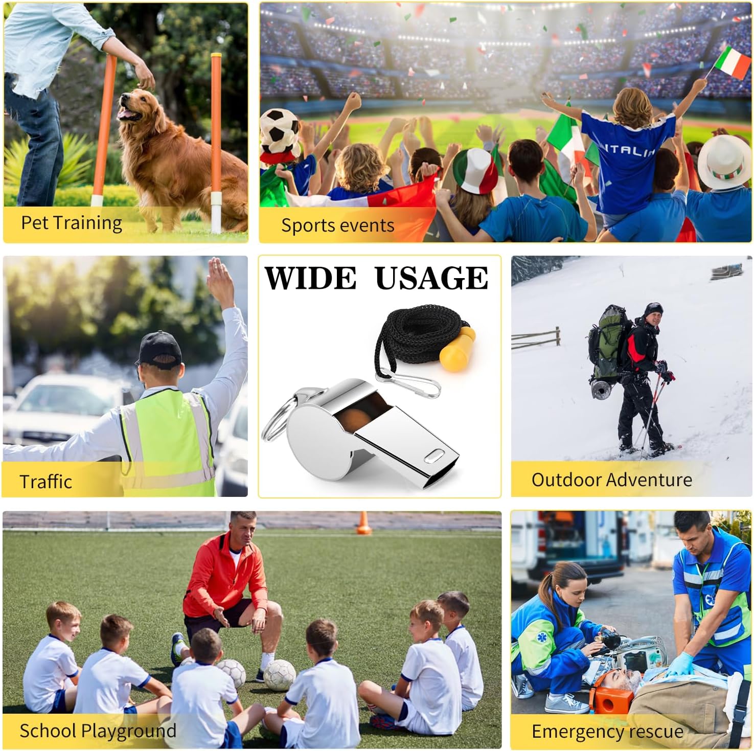 Whistle, Whistle for Coaches Stainless Steel Lifeguard Whistle Loud Crisp Sound Metal Referees Whistle with Lanyard Buckle Emergency Whistle for Adults Teachers Official Football Sports Training