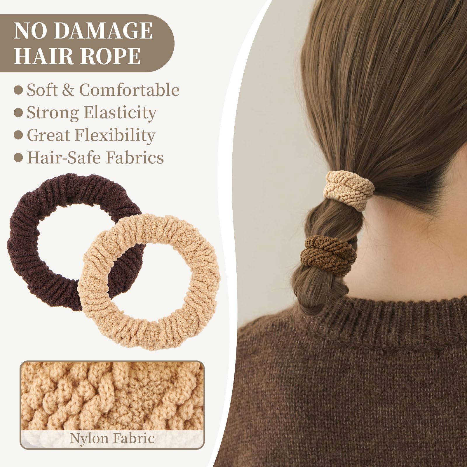 ZOUIQSS 10 Pcs No Damage Hair Ties Thick Hair Elastic Rubber Bands Hair Accessories Scrunchies Seamless for Women(Style10) - Image 3