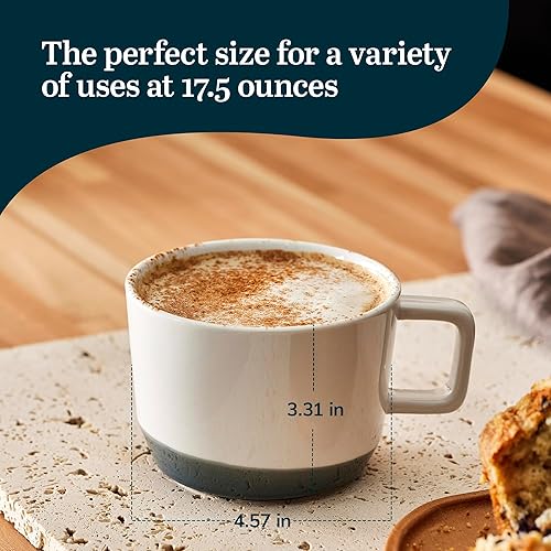 Miniatura 3 de Libbey Austin - Taza de café grande de porcelana de 17.5 onzas, paquete de 4, color blanco