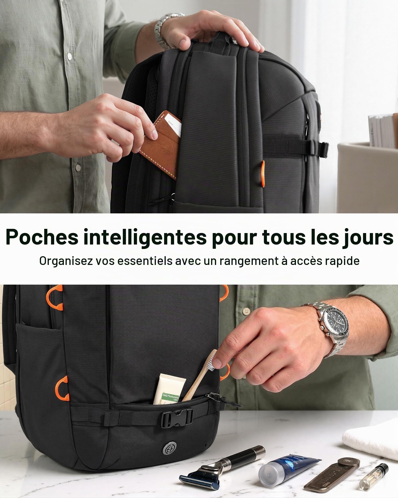Tolaccea Sac à Dos Ordinateur Portable 30L, 15,6", Voyage et Bagage Cabine