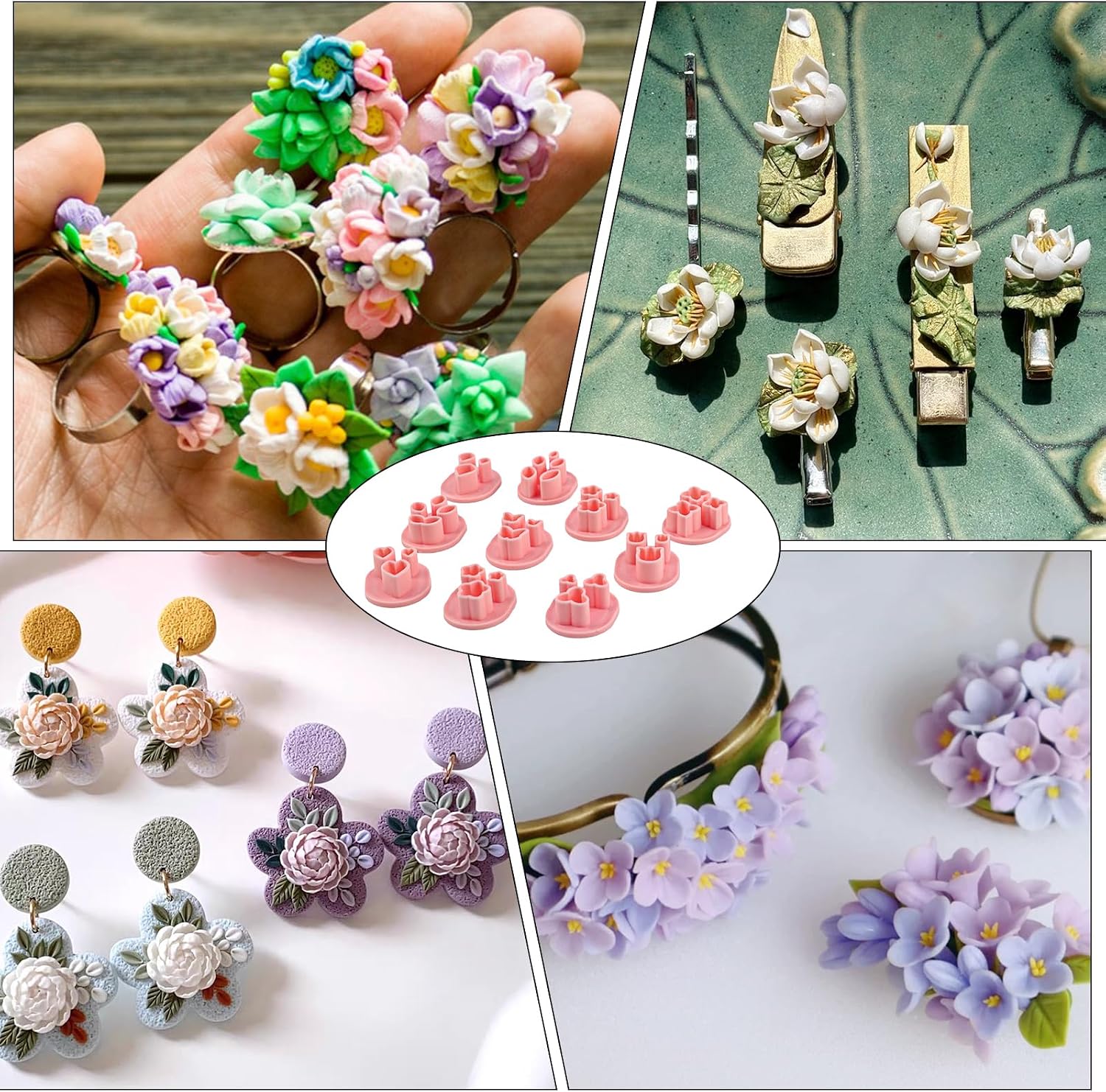 10 Pcs Mini Clay Cutters Floral Leaf Shapes Polymer Heart Polymer Clay Molds Earring Cutters Clay Polymer Kit for DIY Tools Jewelry