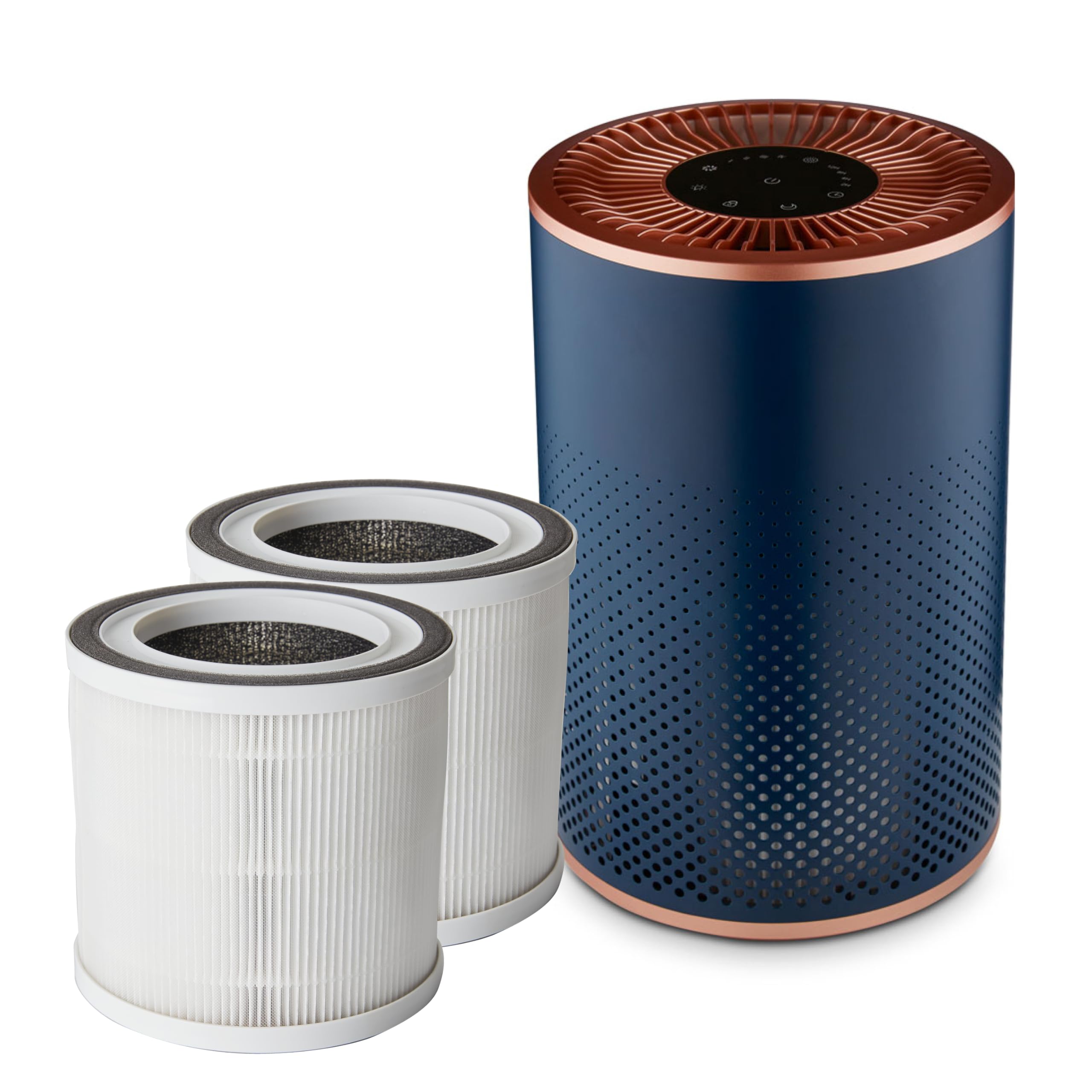Tower Desktop Air Purifier & Replacement Filters, Midnight Blue & Copper