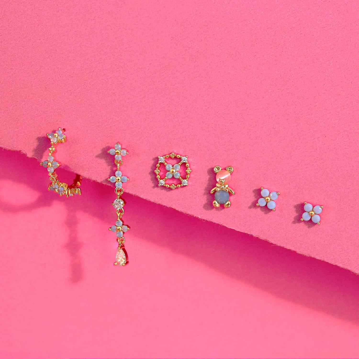 Sterling Silver Post Earrings for Women - Hypoallergenic Cartilage Earrings Dainty 14K Gold Plated Stud Huggie Hoop Earrings Dangle Chain Earrings Gold Plated Jewelry - Image 4