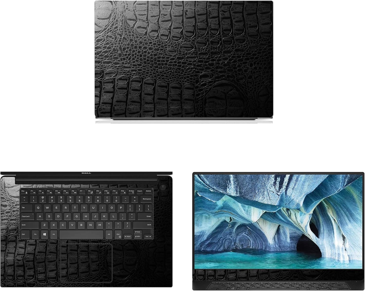 Decalrus - Protective Decal for Dell XPS 7590 (15.6" Screen) Laptop Crocodile Skin Pattern Texture Skin case Cover wrap CROdellXPS15_7590Black