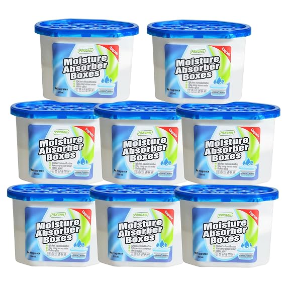 PEKGRIL Moisture Absorber Boxes 500mL ( 8 Packs),Fragrance Free Dehumidifier, Moisture Absorber bucket,Attracts Extra Moisture from Closets,Bathrooms,Laundry Rooms,Pantries, Storage