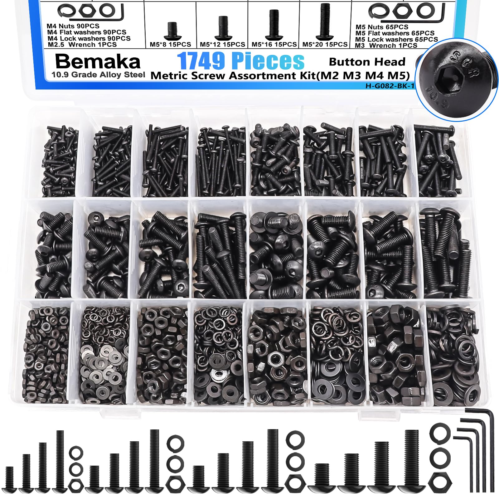 1287Pcs Nuts and Bolts Assortment Kit, 304 Stainless Steel Bolts Machine Screws Hardware Assortment Kit, Metric & SAE Phillips Pan Head Screws, Assorted Bolts, Nuts and Washers Kit — Amazon image 22