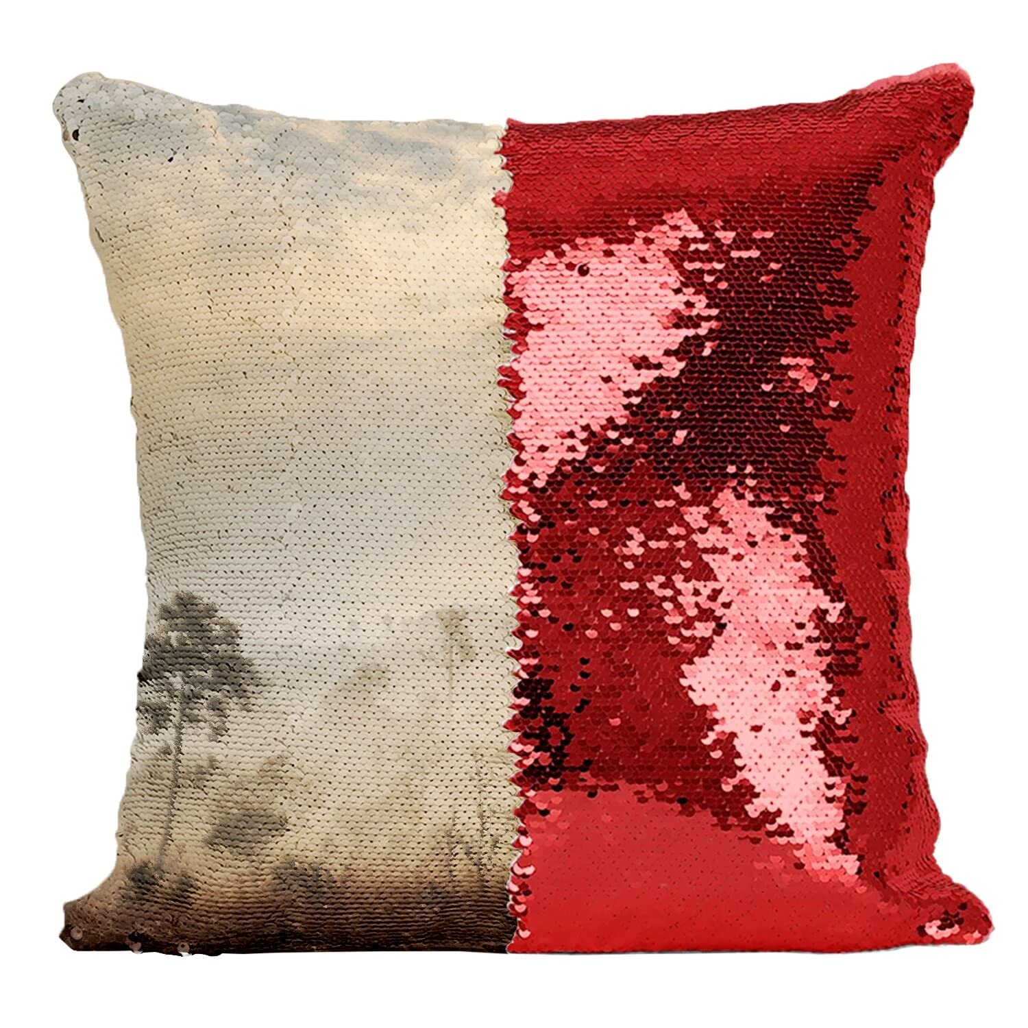Coussin Sequin Rouge Savane - Un Cadeau Unique Évocation Afrique