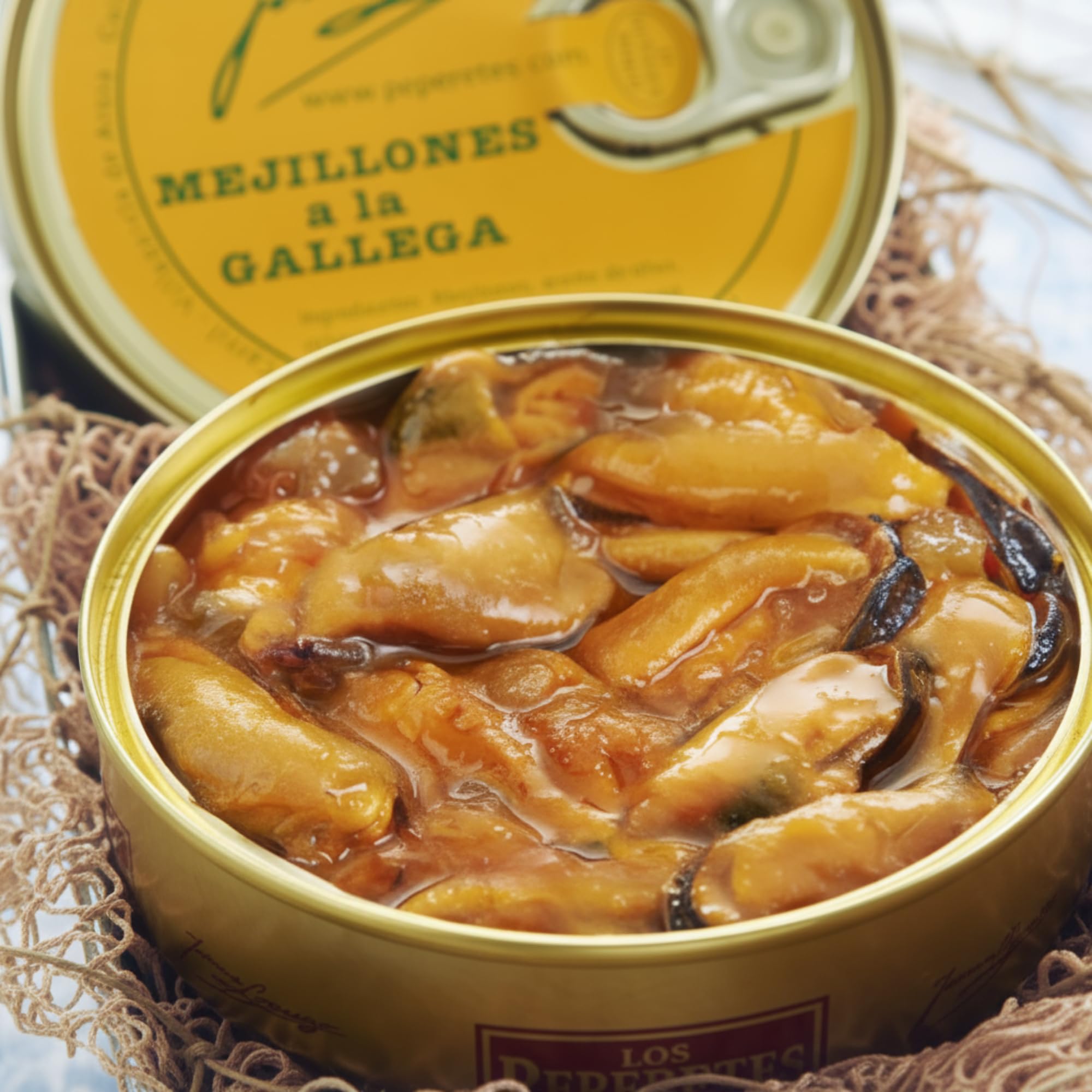 LOS PEPERETES Pack Gourmet Marisco Gallego con Champagne Francés | x2 Berberechos al Natural · x2 Navajas al Natural · x2 Mejillones a la Gallega | Estuche Lote Delicatessen Premium Latas Conserva