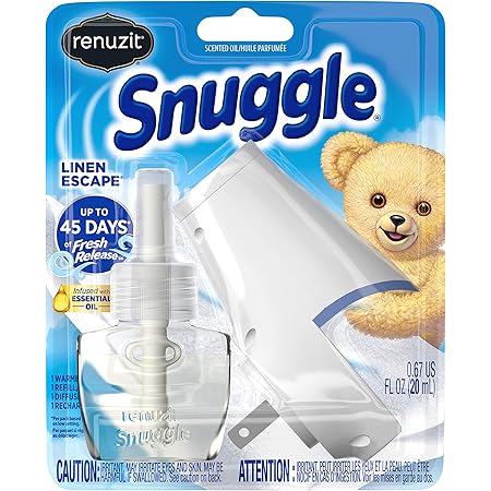 Renuzit Snuggle Scented Oil Refill Air Freshener & Plugin Warmer, Linen Escape Starter Kit