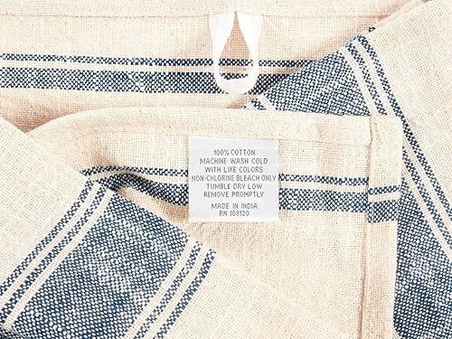Miniatura 4 de KAF Home Natural Rustic Farmhouse - Toalla de cocina flameada  Toalla de cocina 100% algodón, 18 x 28 pulgadas  Suave y absorbente (azul marino,