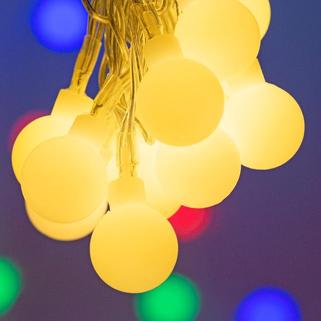 TEKLED® Globe String Lights | 80 LED Decorative Ball Lights | Battery Powered with Remote Control | Waterproof Indoor Outdoor 26FT | Warm White | for Patio Garden Home Christmas Tree Party