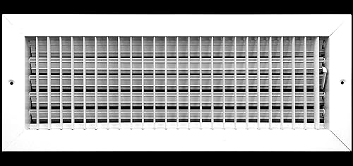 Difusor de suministro de aire ajustable de 18 pulgadas de ancho x 6 pulgadas de alto - cubierta de ventilación de HVAC para pared lateral o techo -