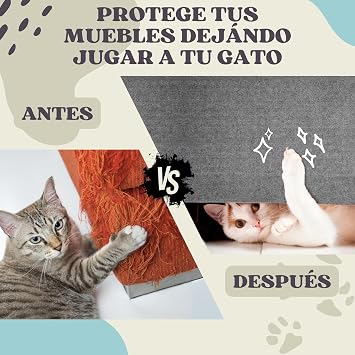 PEPPER® Sofa Protector Cats Scratching – Self-adhesive Scratching Mat 40 x 200 cm with 20 Pins, Toy and Scissors, Prevents Scratches on Furniture and Carpets