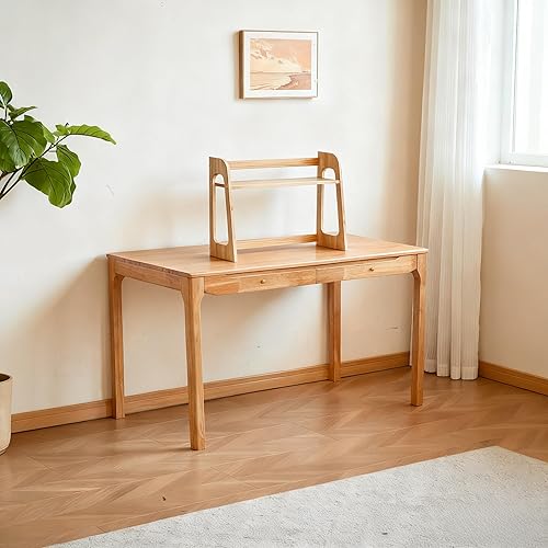 Miniatura 5 de Escritorio de madera maciza de 40"x24" con cajones, escritorio de escritura de madera para espacios pequeños, escritorios de oficina en casa para