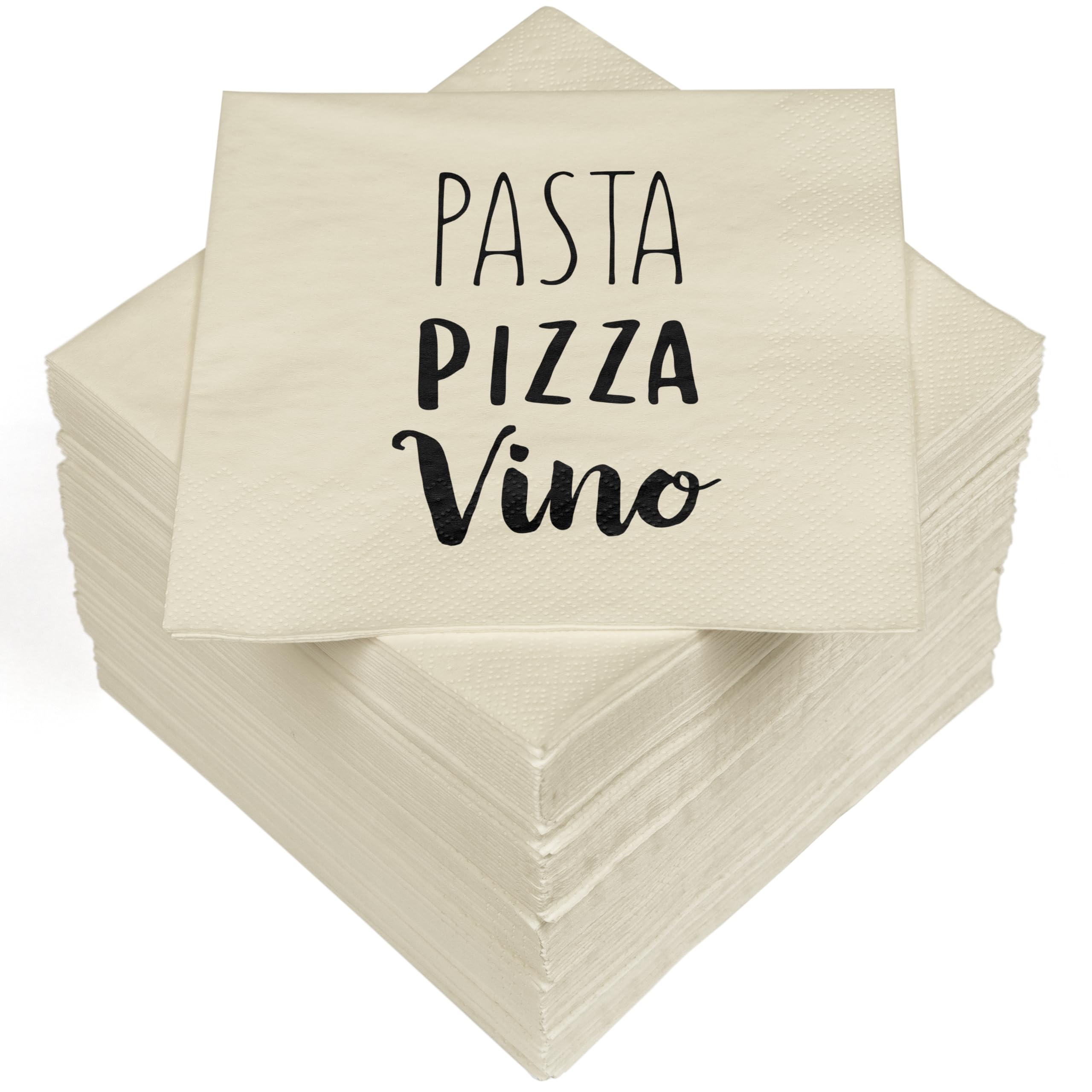 HEKU 100 Napkins, 3-ply, 33 x 33 cm, Pasta Pizza vino, Absorbent and Practical Packaging, Made in Europe, Ideal for Special Occasions