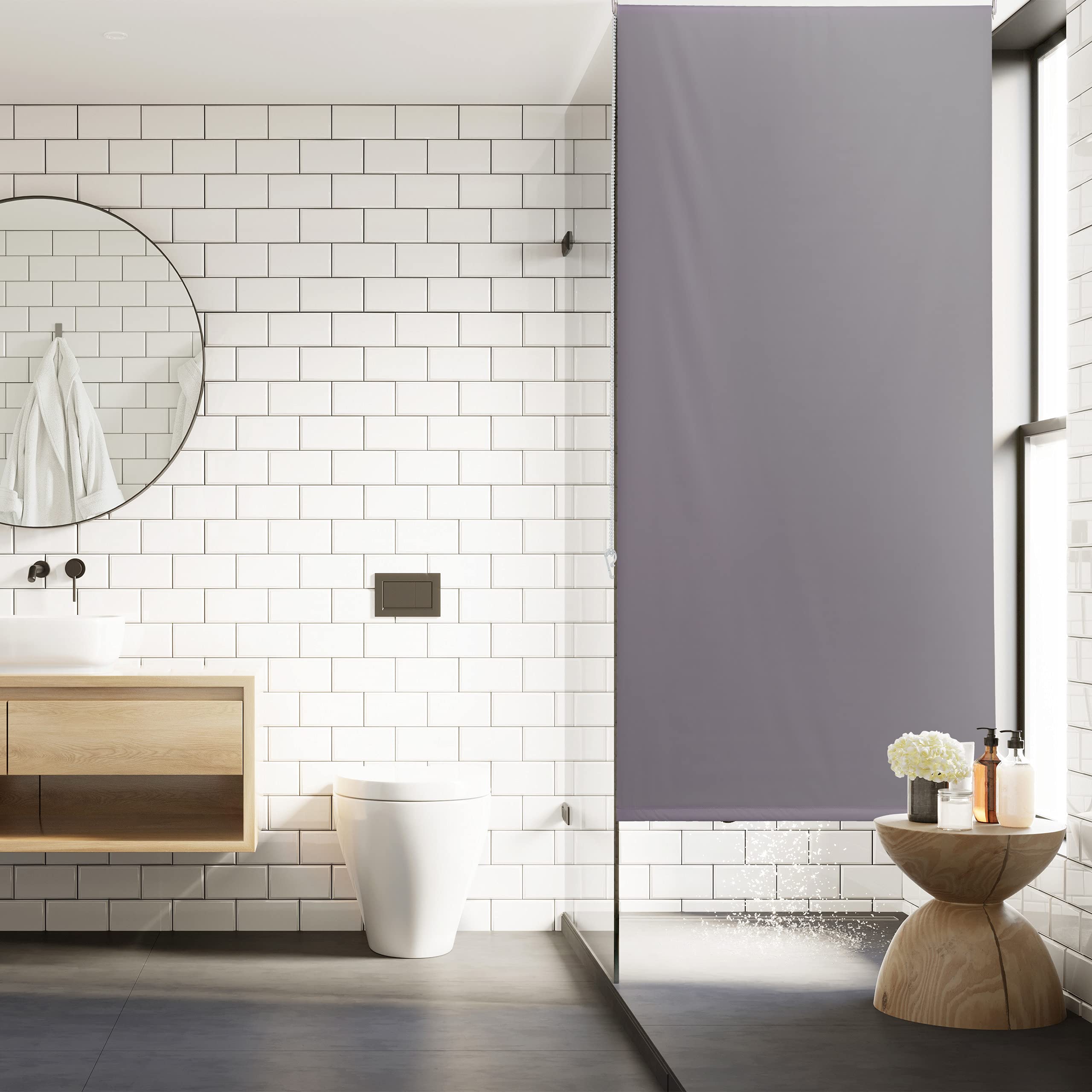 Relaxdays Store de Baignoire, 80x240 cm, Rideau de Douche Hydrofuge, Plafond & fenêtre, Pare-Bain, Salle de Bain, Gris