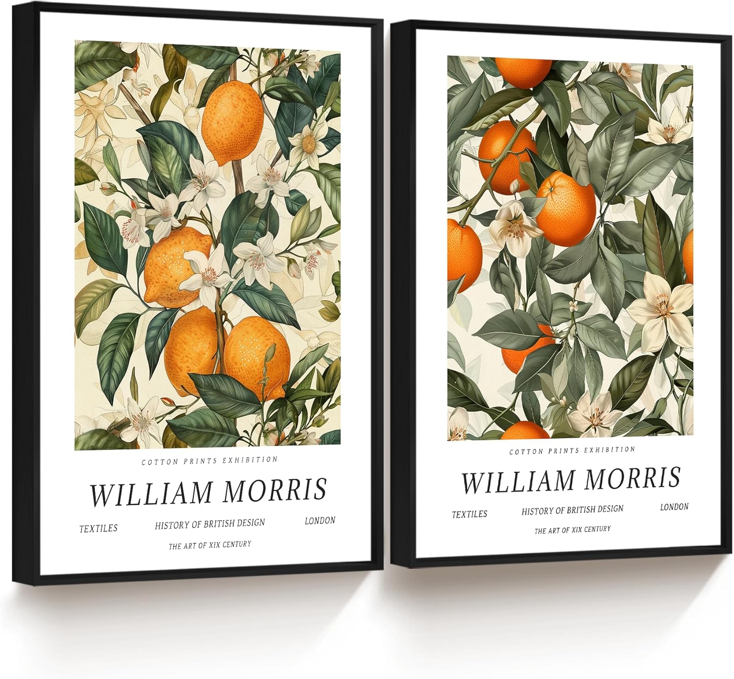 Framed William Morris Wall Art Decor, Vintage Lemon Large Botanical Poster William Morris Fruit Market Canvas Art Prints for Home Kitchen