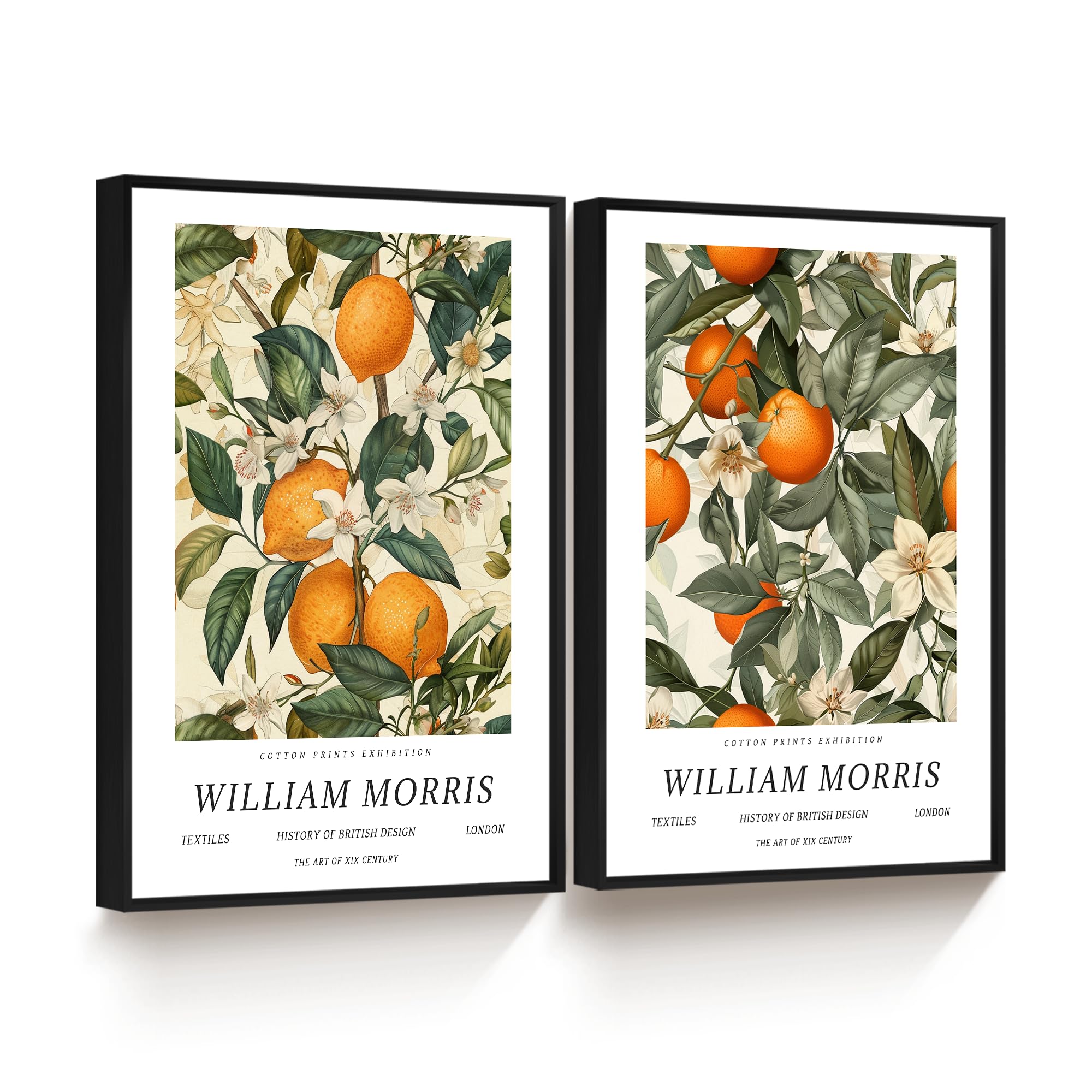 Framed William Morris Wall Art Decor, Vintage Lemon Large Botanical Poster William Morris Fruit Market Canvas Art Prints for Home Kitchen