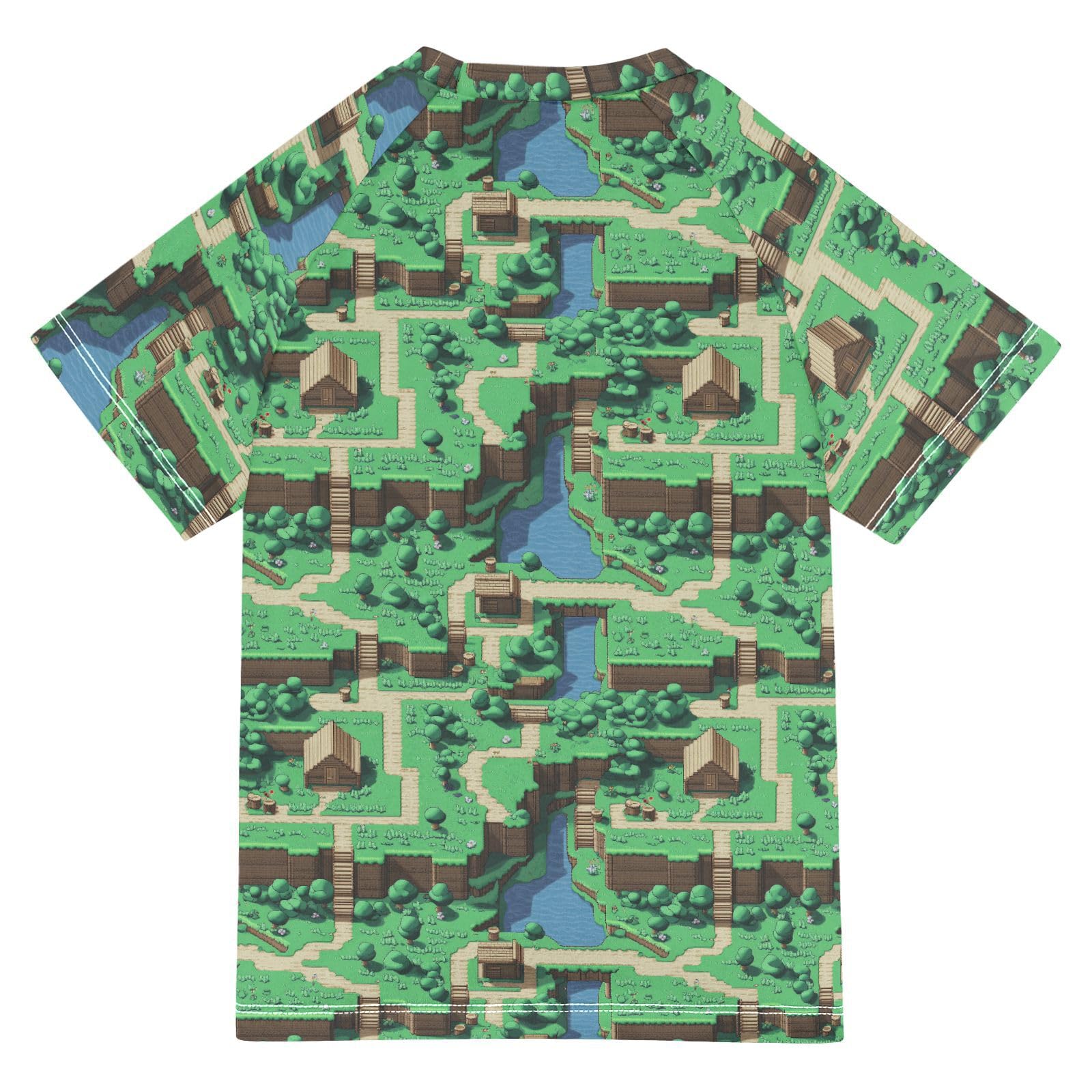 Bathing Suit Kids Short Sleeve Girls Rashguard 3T Game Map
