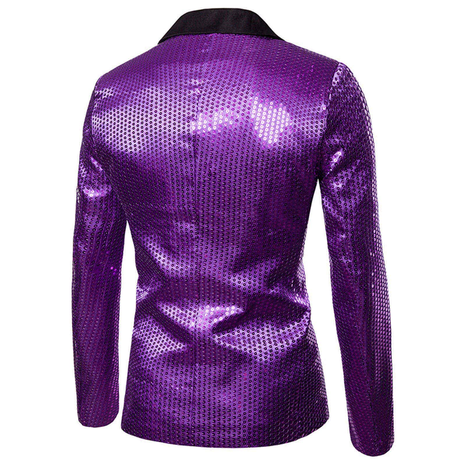 Generisch lässiger Pailletten-Mantel für Herren Mäntel & Jacken für (Purple, XXL)