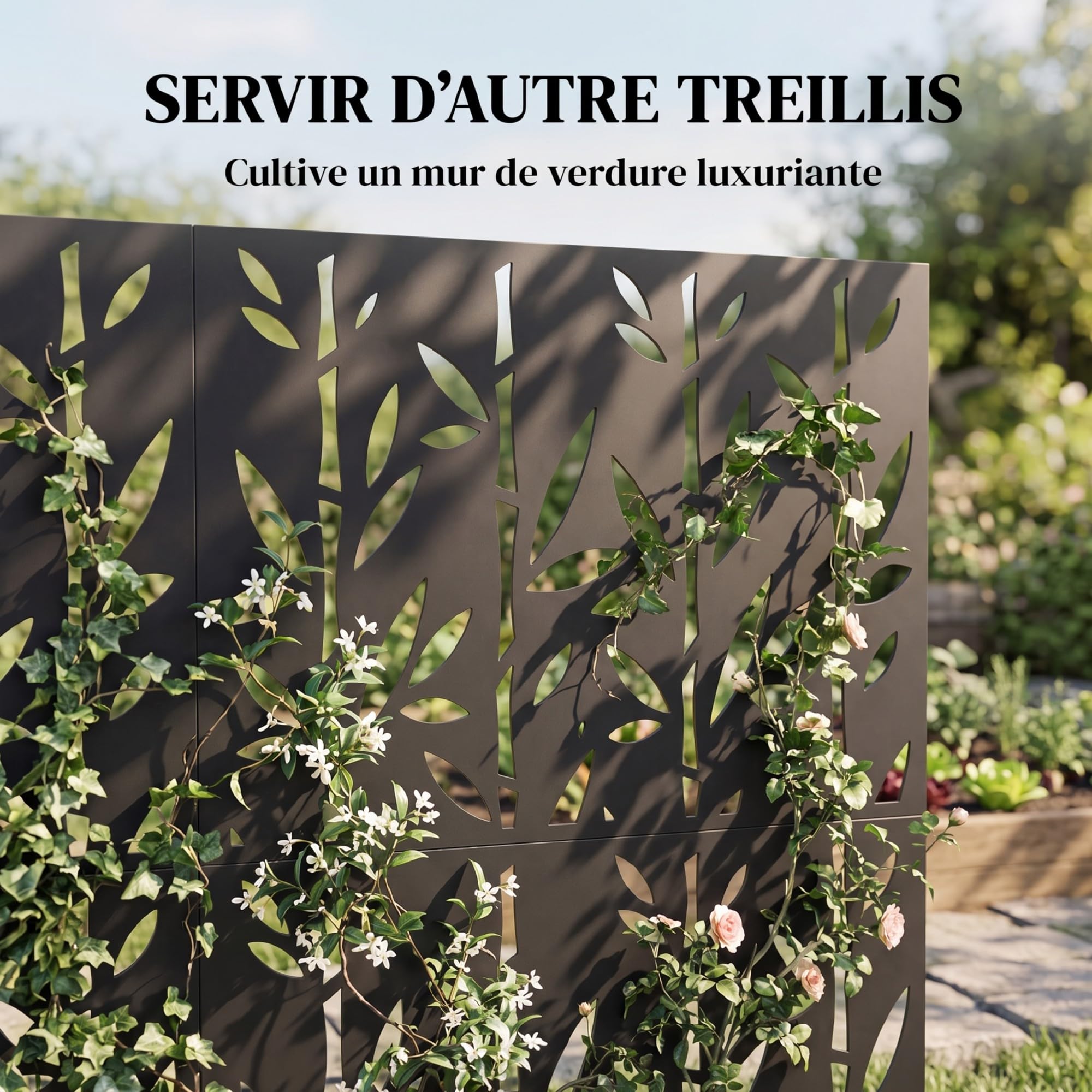 Outsunny Panneau Brise Vue décoratif Extérieur, 92 x 40 x 192 cm, Noir