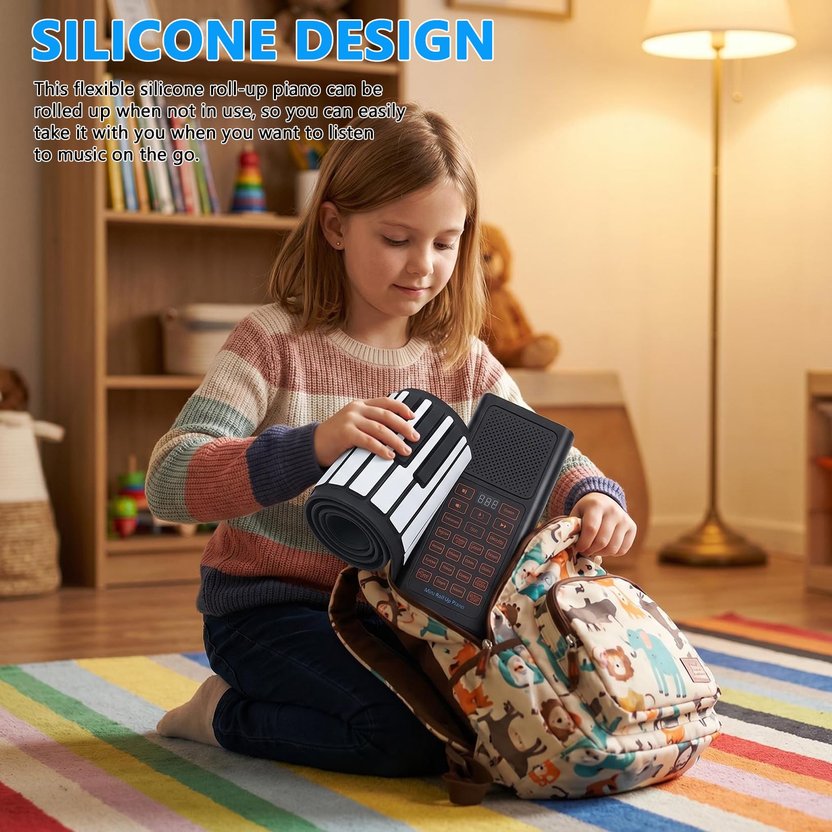 Keyboard Pianoforte, pieghevole, 88 tasti, con 128 suoni e ritmi, pianoforte arrotolabile per bambini con Bluetooth MIDI e pedale, pianoforte digitale, da viaggio, casa, regalo per bambini e adulti