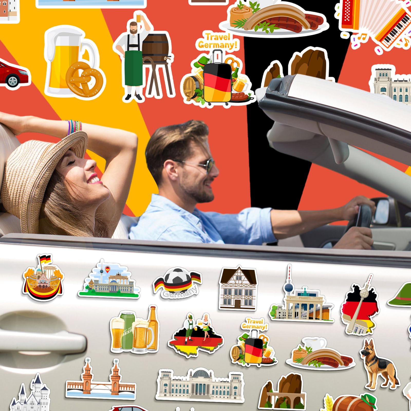 Konohan 30 Pcs Germany Souvenirs Gifts Germany Magnet for Refrigerator Country City Magnetic Refrigerator Stickers for Home Decoration