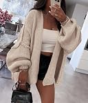 PRETTYGARDEN Womens Oversized Cardigan Sweaters 2026 Fall Long Lantern Sleeve Knit Open Front Lightweight Sweater