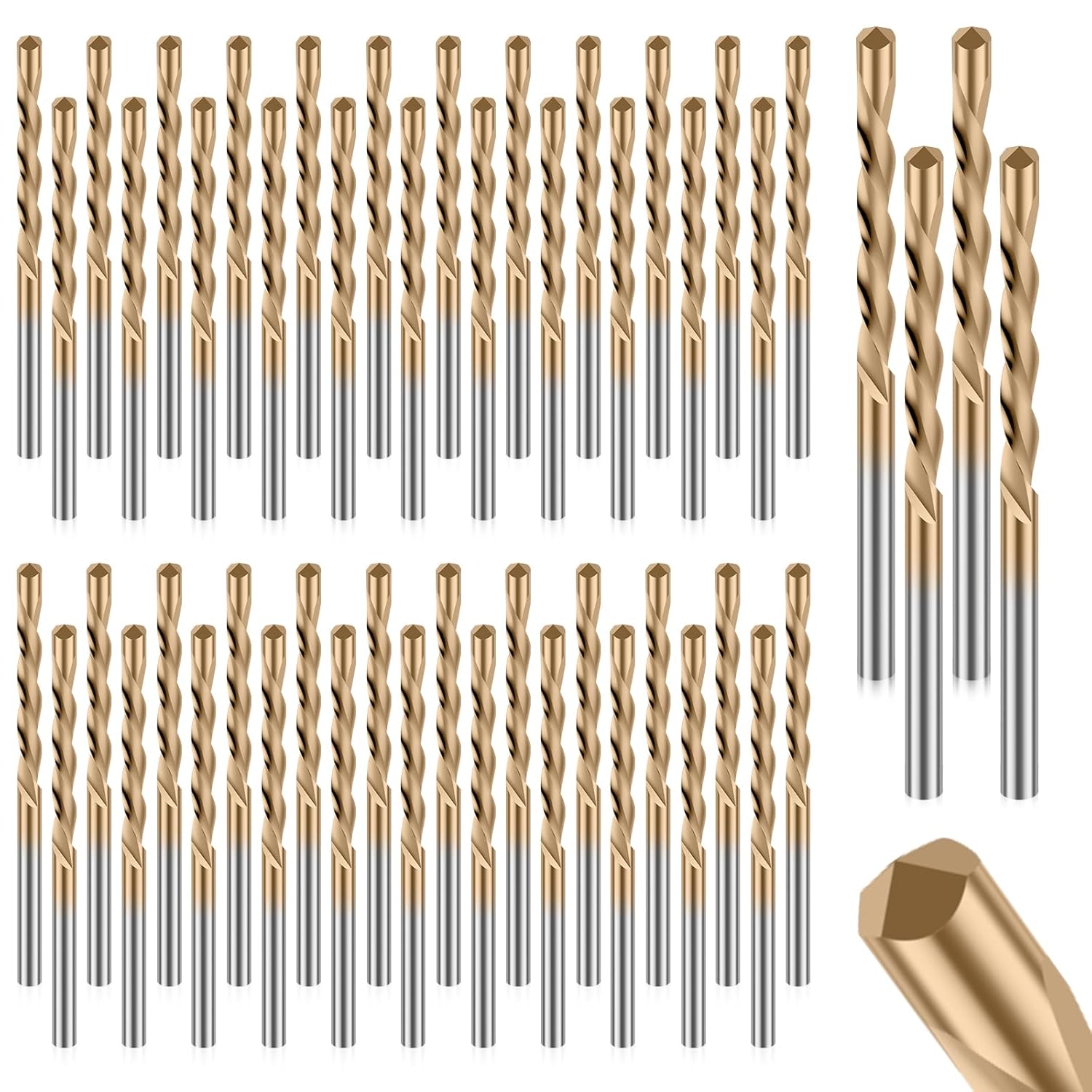 50PCS Drywall Bits, 1/8 Inch Guide Point Tracing Drywall Router Bits, Cutout Bits Spiral Saw Tip Bit Set for Sheetrock, Thin Wood, Outlet Boxes Use, Gold