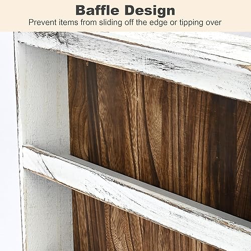 Miniatura 4 de Nisorpa Estante de especias de 3 niveles para colgar en la pared, de madera quemada rústica para colgar en la pared, estante de especias de cocina,