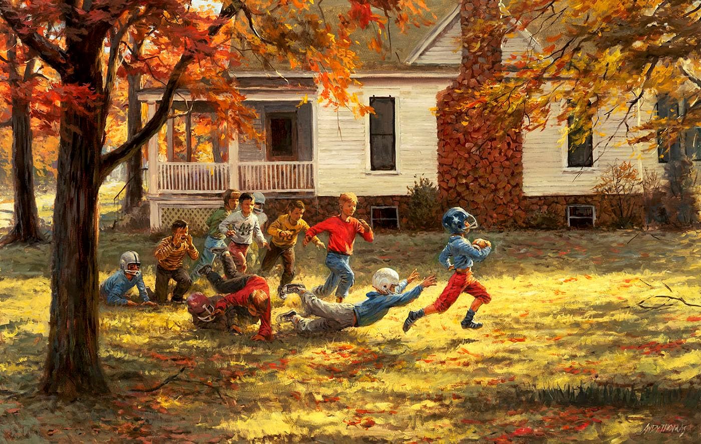 SUNSOUT INC - Fall Football - 550 pc Jigsaw Puzzle by Artist: Andy Thomas - Finished Size 15" x 24" - MPN# 19391