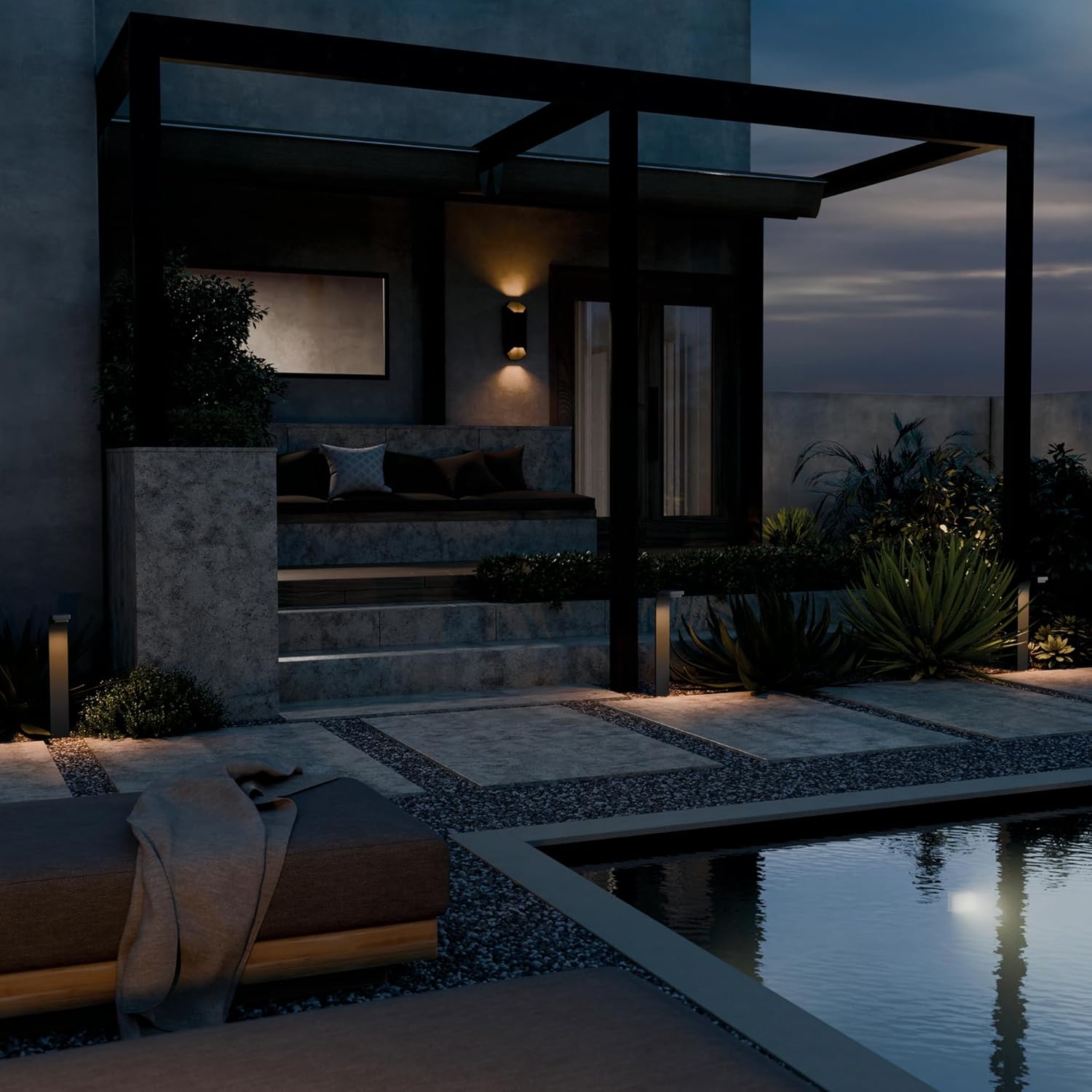 Kichler 12 Volt 3000K LED 22.5" Curved Path Light in Textured Black, for Walkways, Sidewalks, Driveways, Patios, (3.0" x 7.6" x 22.5"), 16260BKT30