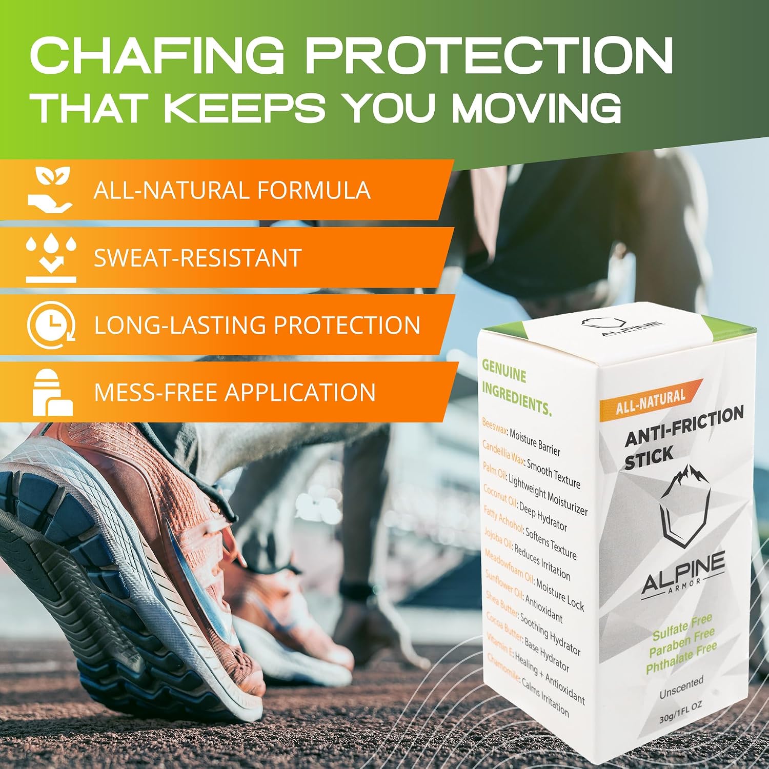 Anti Chafing Stick - Natural Unscented Chafe Balm - 30g / 1oz image 2