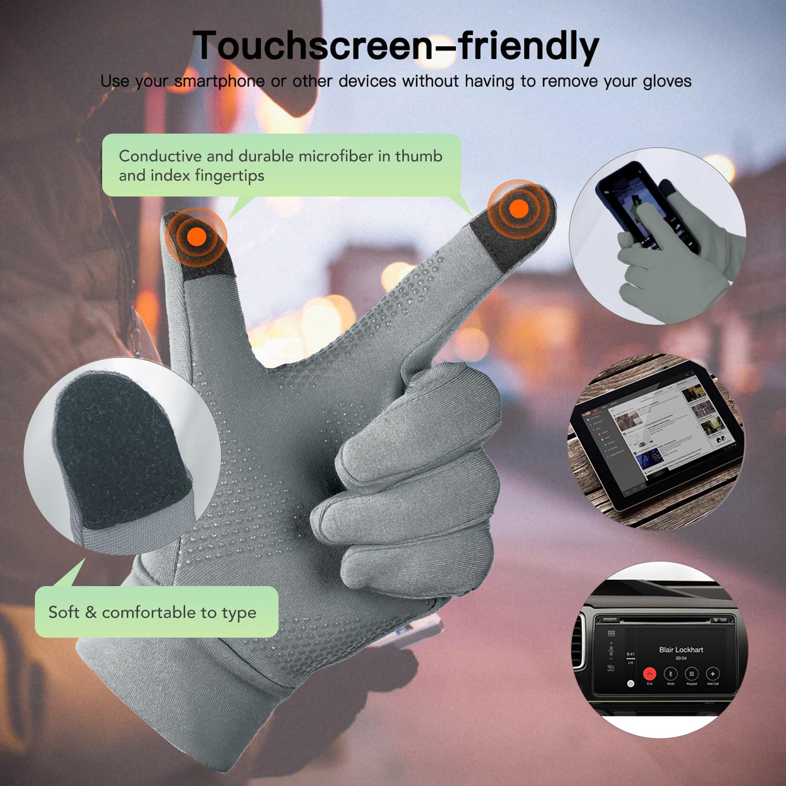Unigear Guanti Invernali, Guanti Interni Sportivi Touchscreen Caldo Antiscivolo Sportivo per Uomo Donna, Idea per Corsa, Ciclismo, Arrampicata, Sci