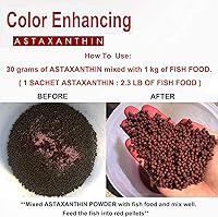 Vista 3 de HULX Astaxantina Polvo para mejorar el color rojo todo tipo de peces peces tropicales Goldfish KOI Baby Fry Fish Guppy Betta Small Fish Use Mix Fish