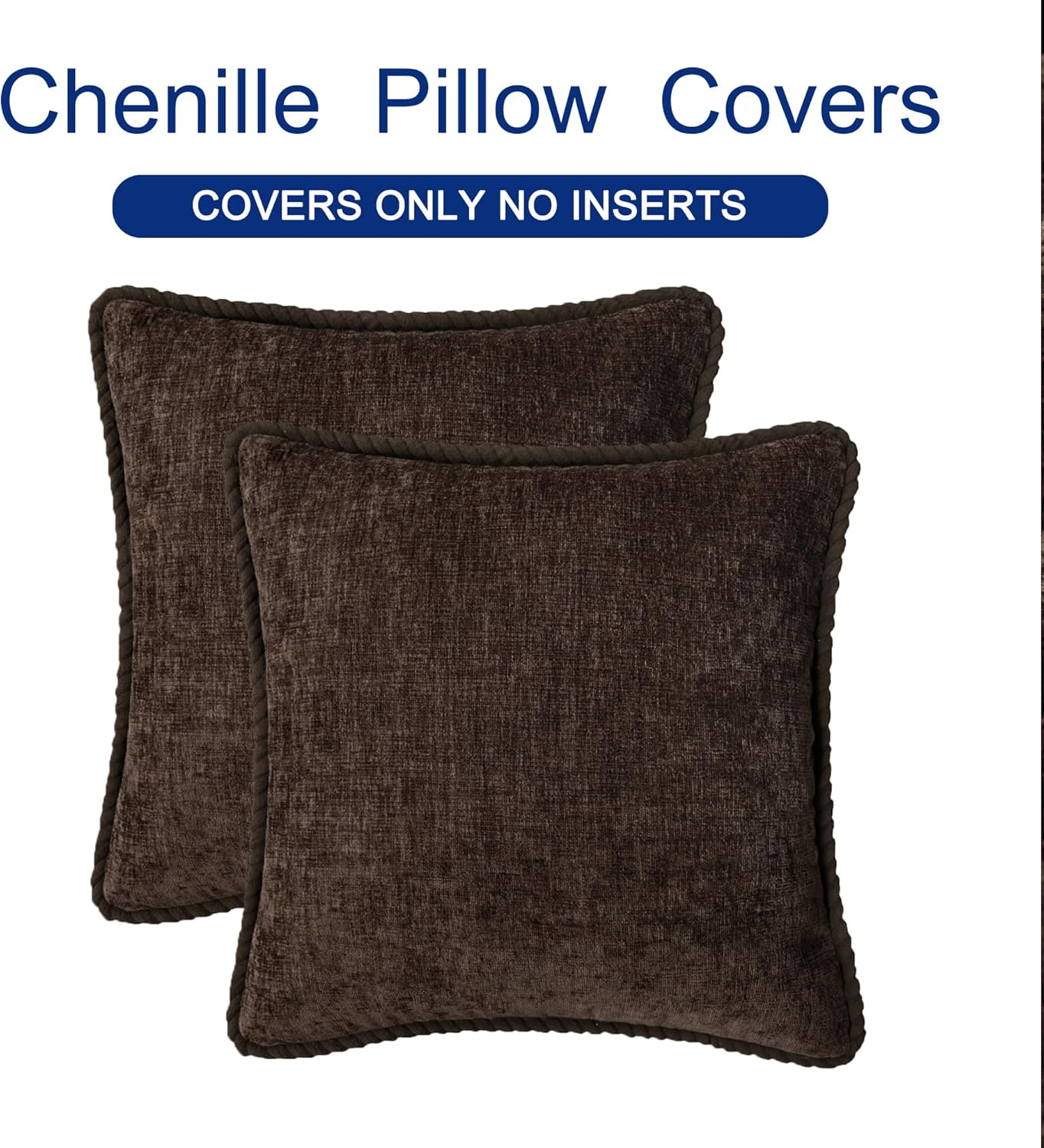 CaliTime Decorative Couch Throw Pillow Covers 18 X 18 Inches Pack of 2 Cozy Chenille Piping Edge Cushion Cases for Sofa Bed Living Room Home Coffee - Image 6